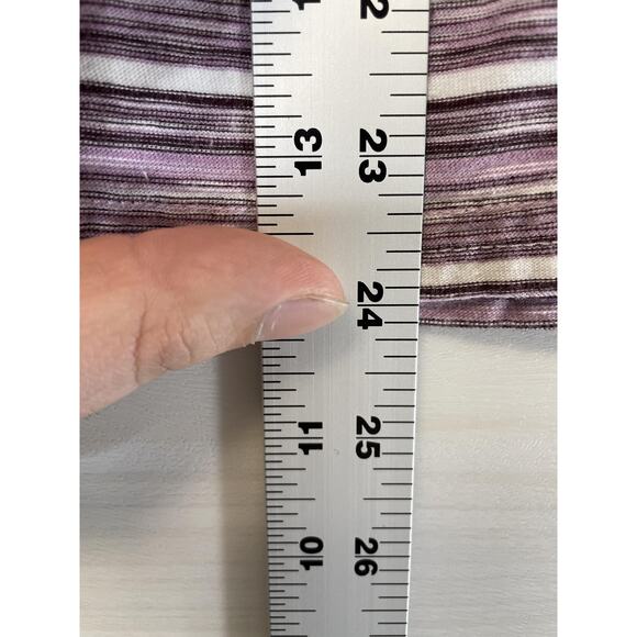 Laura Scott Shirt Womens Medium Purple White Striped 3/4 Sleeve Cotton Knit - Picture 4 of 9